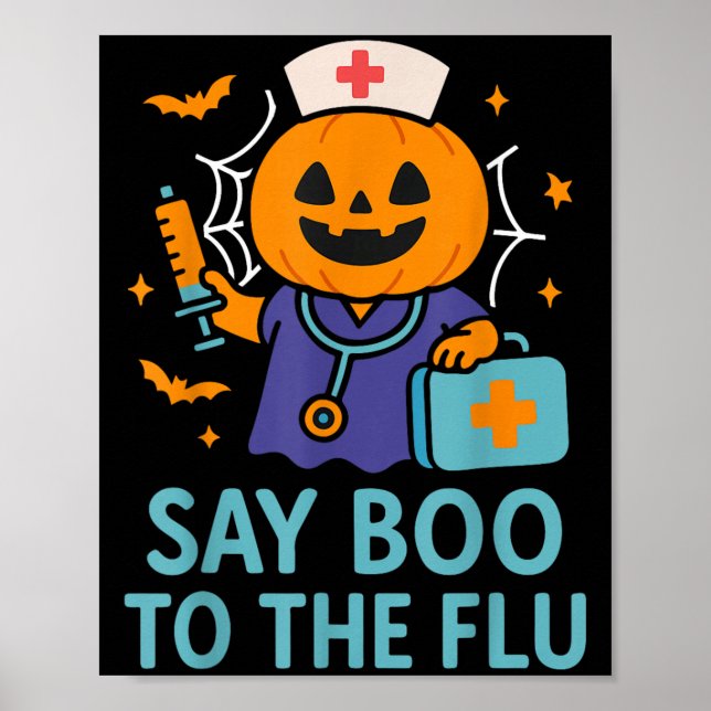 Affiche Dites Boo Au Citrouille Du Vaccin D'Halloween De L (Devant)