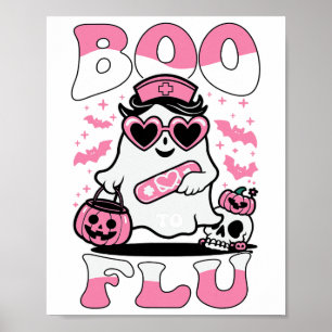 Affiche Dites Boo Au Fou Infirmières Ghost Halloween Boo À