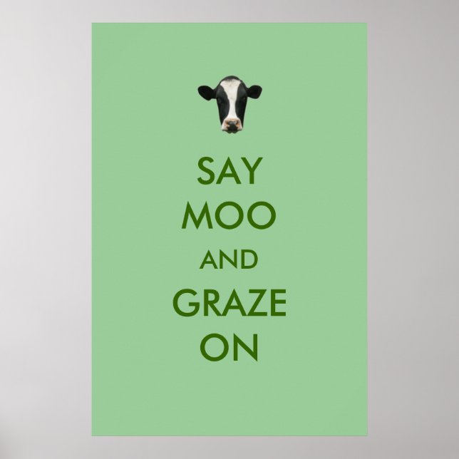 Affiche Dites Moo et Graz sur l'affiche drôle de la vache (Devant)