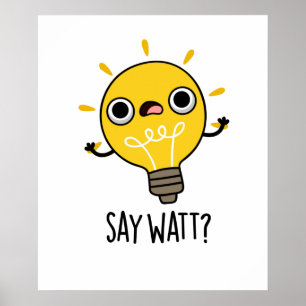 Affiche Dites Watt Funny Light Bulle Pun