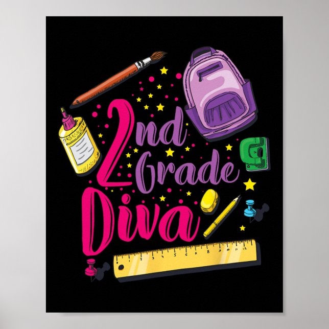 Affiche Diva 2e Année Premier Jour De L'École Vêtements Fi (Devant)