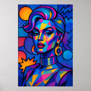 Affiche Diva Abstrait - Art Pop Géométrique Rétro Moderne