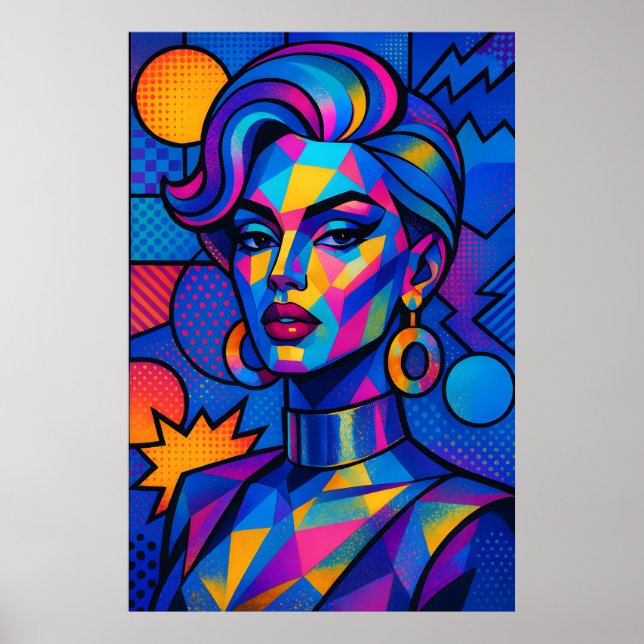 Affiche Diva Abstrait - Art Pop Géométrique Rétro Moderne (Devant)