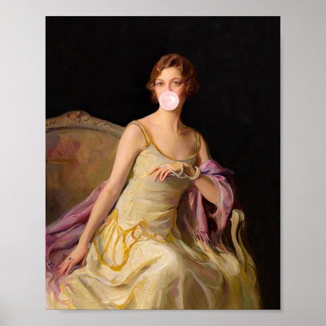 Affiche Diva Bubble Gum en robe jaune  (Devant)