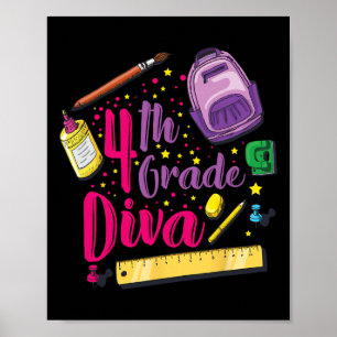 Affiche Diva de 4e année Premier jour de l'école Vêtements