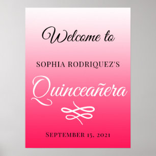Affiche Diva Pink Quinceañera 15e anniversaire Bienvenue