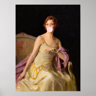 Affiche Divas de bubble gum en jaune rose bubble gum