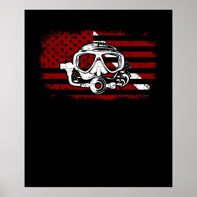 Affiche Diver Down Dive Drapeau Scuba Plongée Drapeau amér (Devant)
