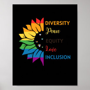 Affiche Diversité Paix Équité Amour Inclusion - Rainbow Su