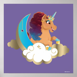 Affiche Divine la licorne | Lune et nuages