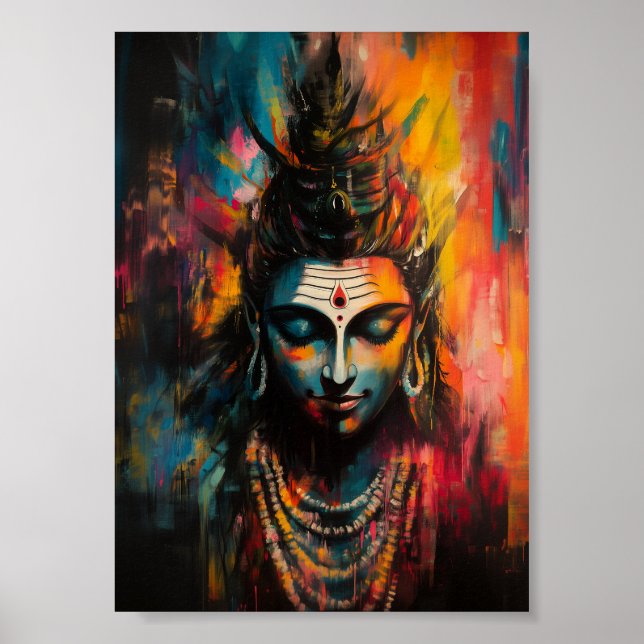 Affiche Divine Lord Shiva Abstrait Arc-en-ciel Couleur Spl (Devant)