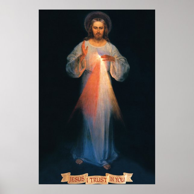 Affiche Divine Mercy, St. Faustina, Jesus I Trust in You (Devant)