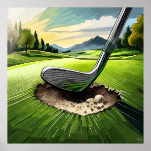 Affiche Divot King - Golf Art Imprimer