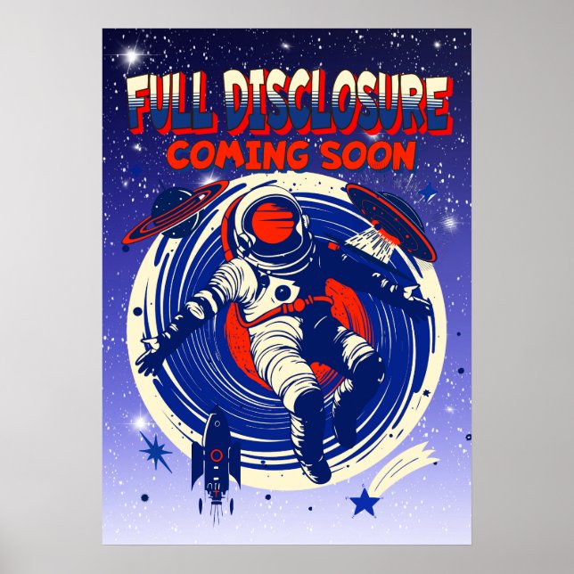 Affiche Divulgation complète à venir | Astronaute Flottant (Devant)