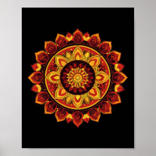 Affiche Diwali Rangoli Mandala Lotus Méditation Yoga 