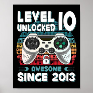 Affiche Dix Ans 10 Ans Fils Garçon Drôle Gamer 10ème Anniv