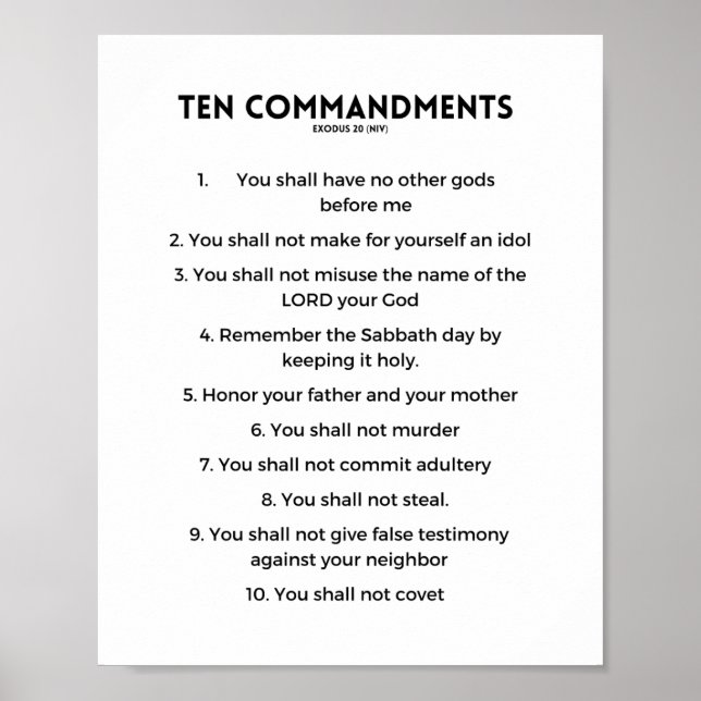Affiche Dix commandements Arrière - plans blancs (Devant)
