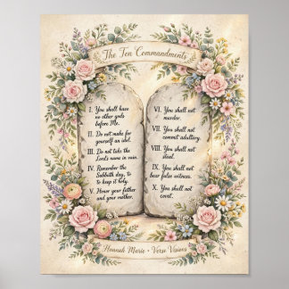 Affiche Dix Commandements Floraux
