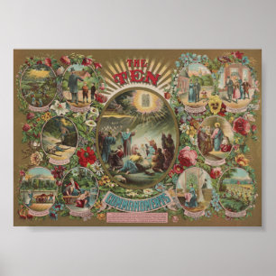 Affiche Dix commandements Vintage religieux catholique