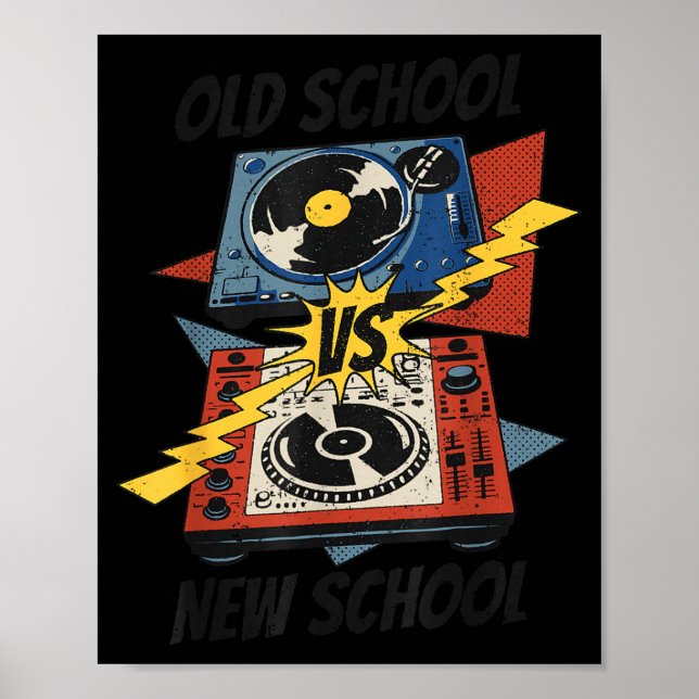 Affiche DJ Ancien vs Nouvelle École Vinyle Platine Disque  (Devant)