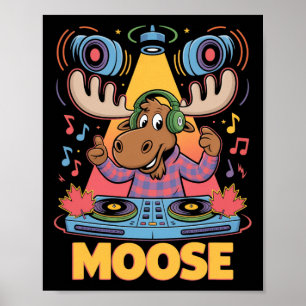Affiche Dj Animal Moose Mixage Beats Musique Amusant