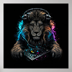 Affiche DJ comme un lion sauvage