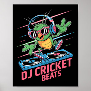 Affiche Dj Cricket Rythmes Groovy Musique Amusante