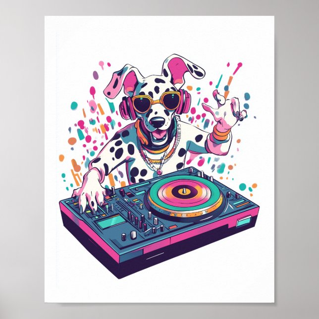 Affiche DJ Dalmatien � Soirée EDM Rave Chien (Devant)