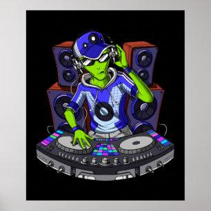 Affiche DJ de musique Alien