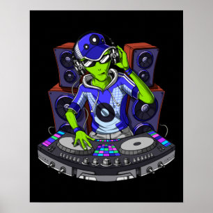 Affiche DJ de musique Alien