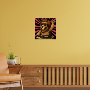 Affiche DJ Lion – Musique d'art de style rétro cool