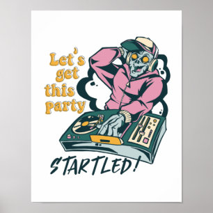 Affiche DJ Musique Zombie Retro Halloween Party