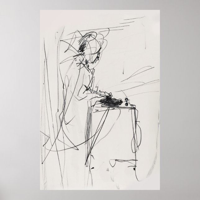 Affiche DJ Portrait Vintage Abstrait - Premium (Devant)