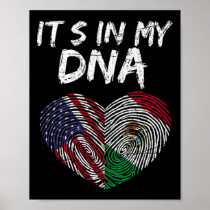 Affiche Dna Drapeau États-Unis Américain Drapeau Mexicain