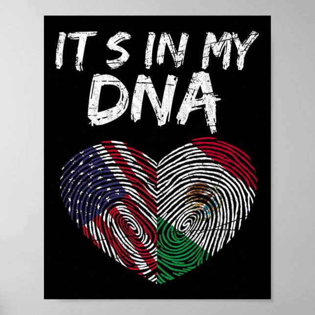 Affiche Dna Drapeau États-Unis Américain Drapeau Mexicain  (Devant)