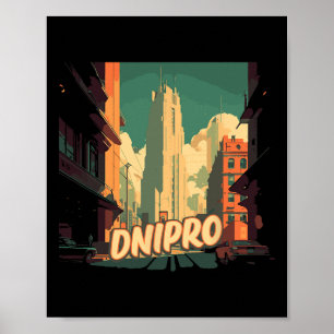 Affiche Dnipro Rétro Ukraine Vintage Ukrainien Voyageant T