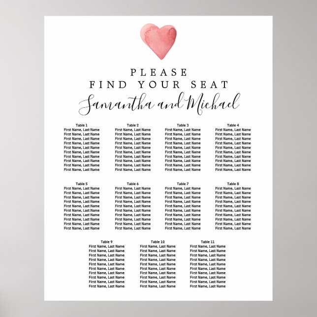 Affiche do-it-yourself Carnet de sièges Mariages de 11 tab (Devant)