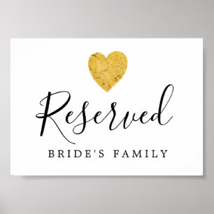 Affiche do-it-yourself Gold Foil Coeur Mariage Réservé Sig