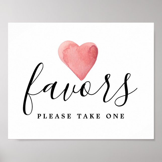 Affiche do-it-yourself Rouge Aquarelle Coeur Mariage Faveu (Devant)