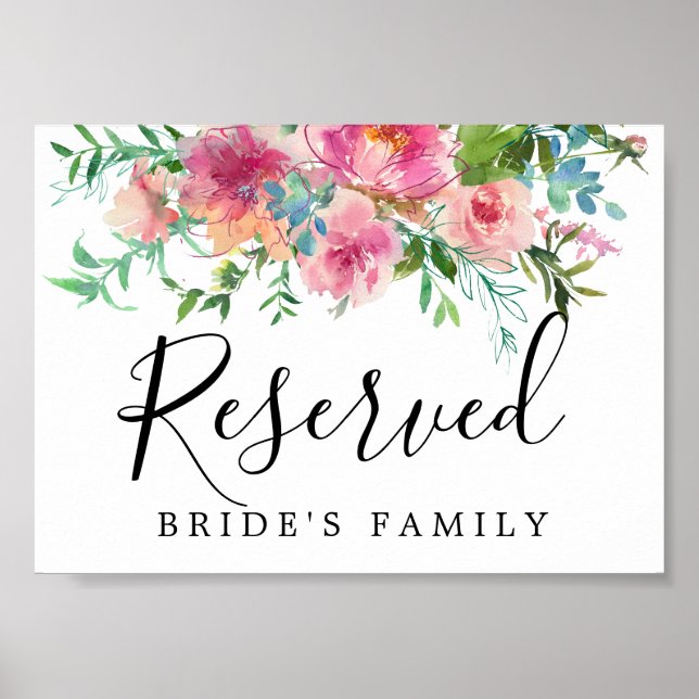 Affiche do-it-yourself Rustique rose Floral Mariage Réserv (Devant)