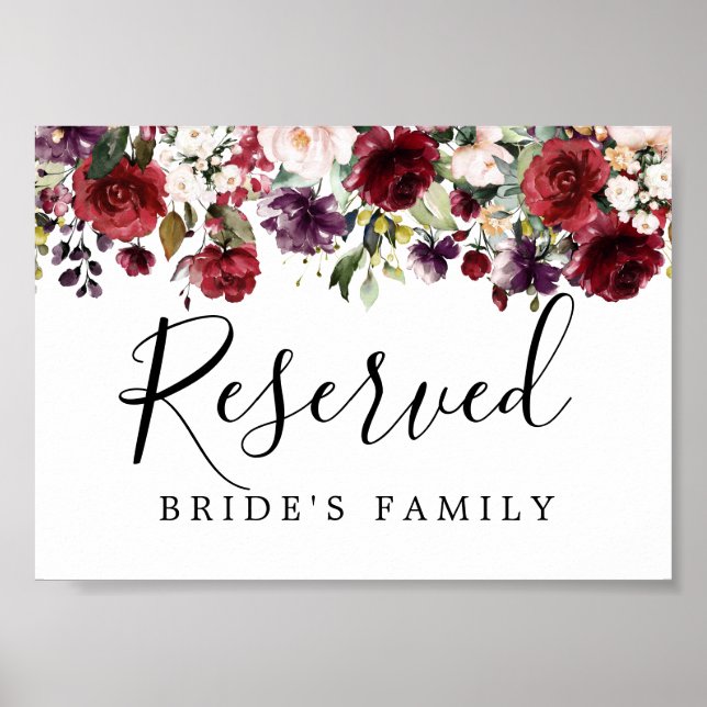 Affiche do-it-yourself Rustique Rouge Floral Mariage Réser (Devant)