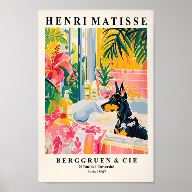 Affiche Doberman Art Print, Tropical Bathroom Wall Art, Ar (Devant)