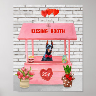 Affiche Doberman Chien Valentine's Day Kissing Booth