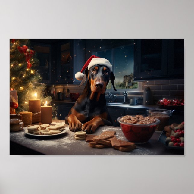 Affiche Doberman Christmas Cookies Festive Holiday (Devant)