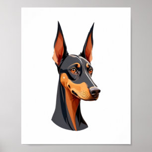 Affiche Doberman de l'oreille naturelle
