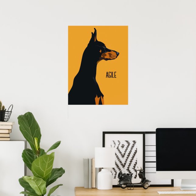 Affiche Doberman jaune (Bureau à domicile)