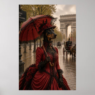 Affiche Doberman Lady on the Champs-Élysées – Victorian Pa