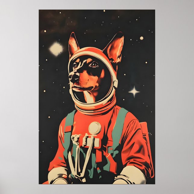 Affiche Doberman Pinscher Astronaut Poster, Doberman (Devant)