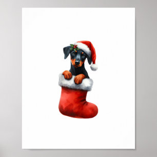Affiche Doberman Pinscher Dans Le Choc Noël Noël Noël Noël
