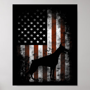 Affiche Doberman Pinscher Drapeau américain Cadeaux patrio